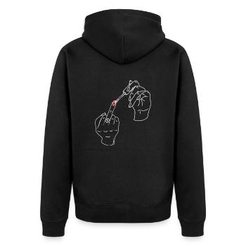 Feminismus Feministin Nagellack - Unisex Premium Bio Zip Hoodie - Schwarz - Hinten - Nico (187cm)