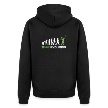 Tennis EvolutionTennisspieler Lustig - Unisex Premium Bio Zip Hoodie - Schwarz - Hinten - Nico (187cm)