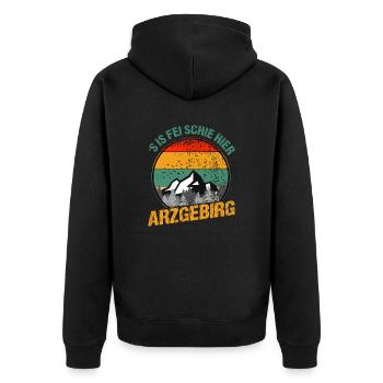 S is fei schie hier - Unisex Premium Bio Zip Hoodie - Schwarz - Hinten - Nico (187cm)