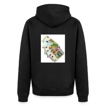 Billets en euros sur fond blanc - Veste à capuche bio Premium Unisexe - noir - Dos - Nico (187cm)