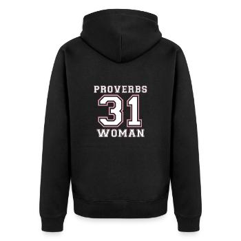 Proverbes 31 Femme - Vêtements chrétiens - Veste à capuche bio Premium Unisexe - noir - Dos - Nico (187cm)