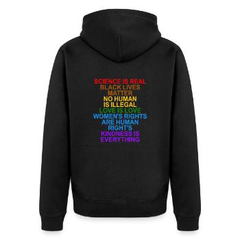 science is real black lives matter - Unisex Premium Organic Zip Hoodie - black - Back - Nico (187cm)