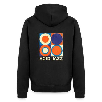 Retro Acid Jazz - Unisex Premium Bio Zip Hoodie - Schwarz - Hinten - Nico (187cm)