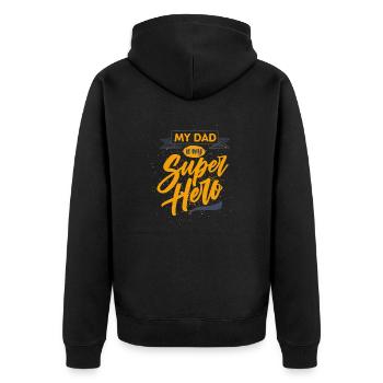 My Dad is a Super Hero - Unisex Premium Bio Zip Hoodie - Schwarz - Hinten - Nico (187cm)