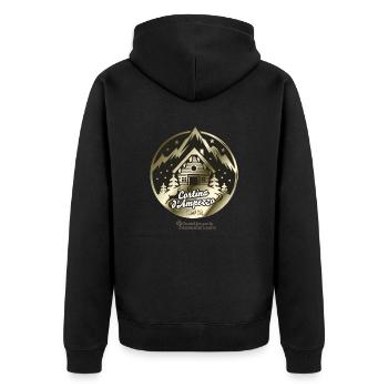 Cortina d'Ampezzo Italia - Unisex Premium Bio Zip Hoodie - Schwarz - Hinten - Nico (187cm)