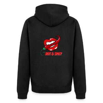 Hot & Spicy Chilli Pepper in Red Lips - Unisex Premium Organic Zip Hoodie - black - Back - Nico (187cm)