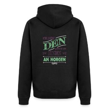 geburtstagsgeschenkidee spruch chihuahua - Unisex Premium Bio Zip Hoodie - Schwarz - Hinten - Nico (187cm)