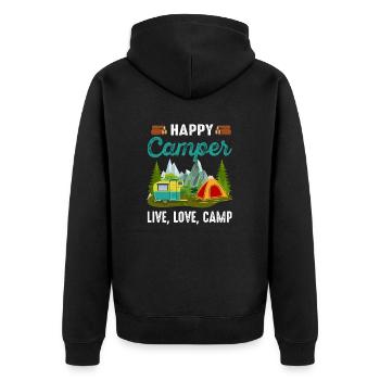 Camping Camping Tent Caravan glampin - Unisex Premium Organic Zip Hoodie - black - Back - Nico (187cm)