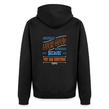 carpenter quotes tshirts statement - Unisex Premium Bio Zip Hoodie - Schwarz - Hinten - Nico (187cm)