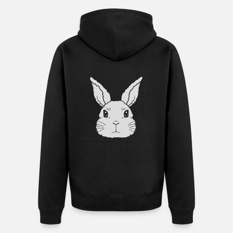 Petit visage de lapin mignon - Veste à capuche bio Premium Unisexe - noir