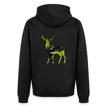 Deer - Unisex Premium Organic Zip Hoodie - black - Back - Nico (187cm)