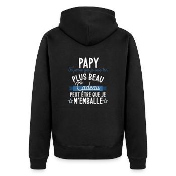 Papy ton plus beau cadeau cadeau grand père - Veste à capuche bio Premium Unisexe - noir - Dos - Nico (187cm)