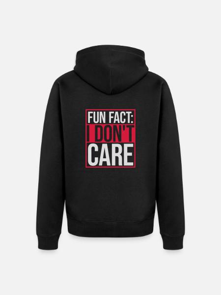 I don't care fact - Unisex Premium Organic Zip Hoodie - black