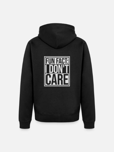 I don't care fact - Unisex Premium Organic Zip Hoodie - black