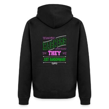 anonymous mask funny hacking coding but i do - Unisex Premium Bio Zip Hoodie - Schwarz - Hinten - Nico (187cm)