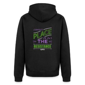 present girl funny liberal calendaring - Unisex Premium Organic Zip Hoodie - black - Back - Nico (187cm)