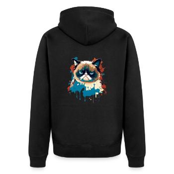 Portrait Chat en peinture - Veste à capuche bio Premium Unisexe - noir - Dos - Nico (187cm)