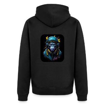 Affe im Astronautenanzug | Weltraum-Pilot - Unisex Premium Bio Zip Hoodie - Schwarz - Hinten - Nico (187cm)