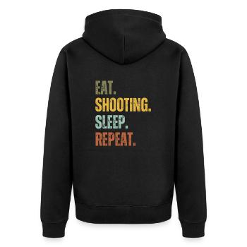 EAT SHOOTING SLEEP REPEAT - Unisex Premium Organic Zip Hoodie - black - Back - Nico (187cm)