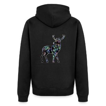 Deer - Unisex Premium Organic Zip Hoodie - black - Back - Nico (187cm)