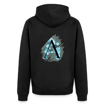 Buchstabe A - türkis - Unisex Premium Bio Zip Hoodie - Schwarz - Hinten - Nico (187cm)