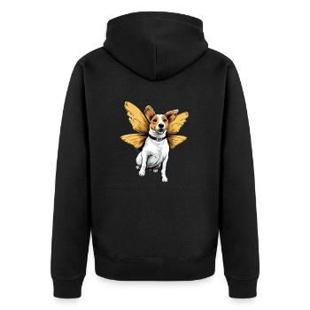 Billy der Schmetterlingshund - Unisex Premium Bio Zip Hoodie - Schwarz - Hinten - Nico (187cm)