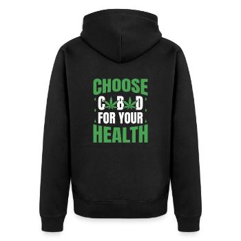 CHOOSE CBD FOR YOUR HEALTH - Unisex Premium Bio Zip Hoodie - Schwarz - Hinten - Nico (187cm)