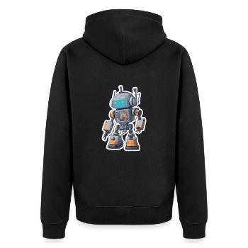 Niedliches Design für Technikliebhaber - Unisex Premium Bio Zip Hoodie - Schwarz - Hinten - Nico (187cm)