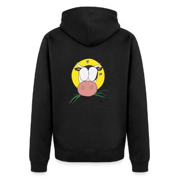 Cow is watching you - Unisex Premium Organic Zip Hoodie - black - Back - Nico (187cm)