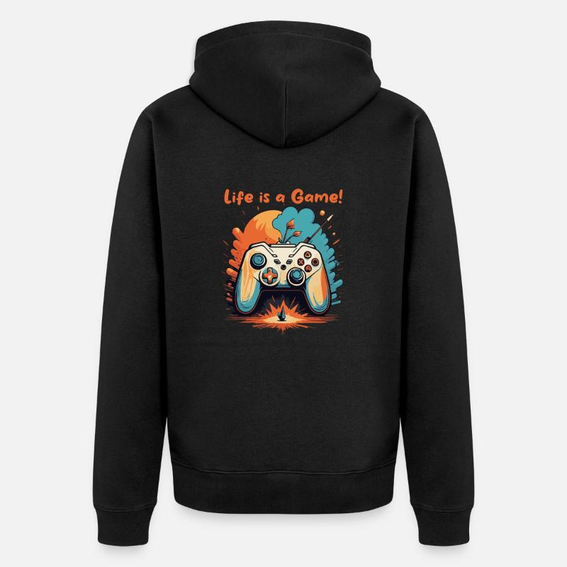 La vie est un jeu - Veste à capuche bio Premium Unisexe - noir