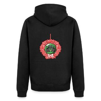 Weihnachtskranz Grün Traktor 512 - Unisex Premium Bio Zip Hoodie - Schwarz - Hinten - Nico (187cm)