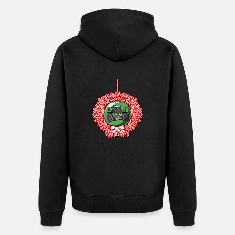 Weihnachtskranz Grün Traktor 512 - Unisex Premium Bio Zip Hoodie - Schwarz