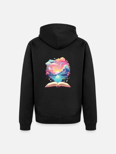 Enchanting Books Worlds - Unisex Premium Organic Zip Hoodie - black