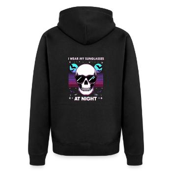 I wear my sunglasses at night - Unisex Premium Bio Zip Hoodie - Schwarz - Hinten - Nico (187cm)