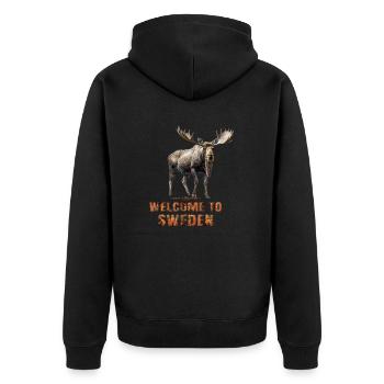Sweden Swedish moose best animal antlers deer deer - Unisex Premium Organic Zip Hoodie - black - Back - Nico (187cm)