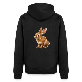 Hasen und Kaninchen sind selten geworden - Unisex Premium Bio Zip Hoodie - Schwarz - Hinten - Nico (187cm)