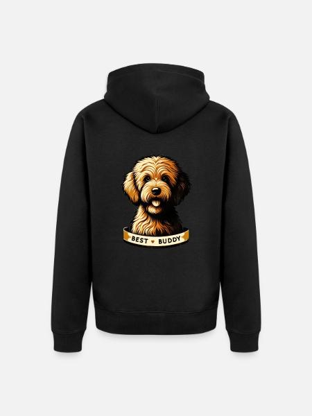 Loyal Friend Portrait - Unisex Premium Organic Zip Hoodie - black