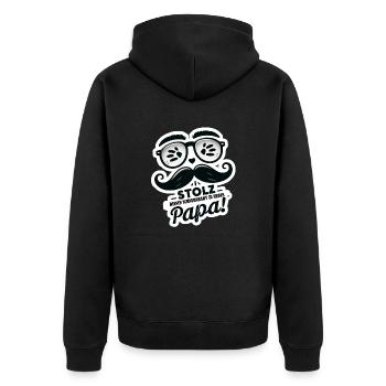 Vatertag Schnurrbart - Unisex Premium Bio Zip Hoodie - Schwarz - Hinten - Nico (187cm)