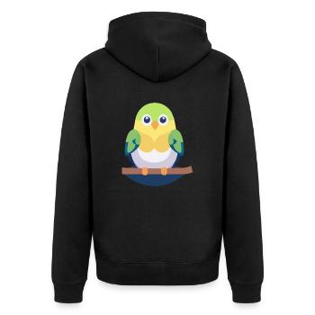 Budgie colorful on branch - Unisex Premium Organic Zip Hoodie - black - Back - Nico (187cm)