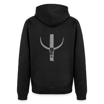 Tengri - Unisex Premium Bio Zip Hoodie - Schwarz - Hinten - Nico (187cm)