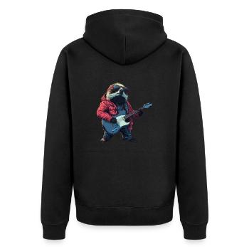 Paresseux avec guitare électrique - Veste à capuche bio Premium Unisexe - noir - Dos - Nico (187cm)