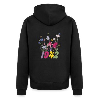 Année de naissance 1942 fleurs sauvages - Veste à capuche bio Premium Unisexe - noir - Dos - Nico (187cm)
