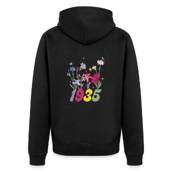 Geburtsjahr 1935 Wildblumen - Unisex Premium Bio Zip Hoodie - Schwarz - Hinten - Nico (187cm)