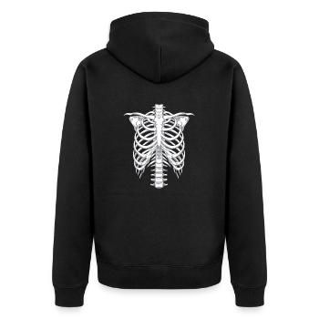 Skelett Halloween Kostüm - Unisex Premium Bio Zip Hoodie - Schwarz - Hinten - Nico (187cm)