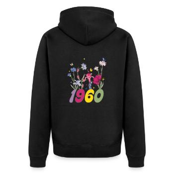 Geburtsjahr 1960 Wildblumen - Unisex Premium Bio Zip Hoodie - Schwarz - Hinten - Nico (187cm)