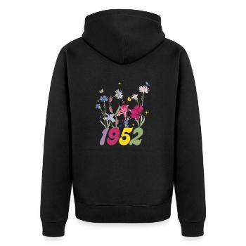 Geburtsjahr 1952 Wildblumen - Unisex Premium Bio Zip Hoodie - Schwarz - Hinten - Nico (187cm)