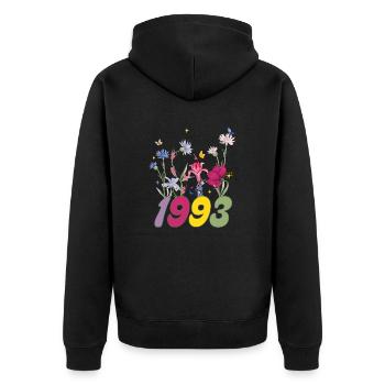 Geburtsjahr 1993 Wildblumen - Unisex Premium Bio Zip Hoodie - Schwarz - Hinten - Nico (187cm)