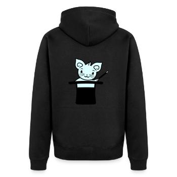 Magische Gezauberte Zylinder Hut Zauberer Katze - Unisex Premium Bio Zip Hoodie - Schwarz - Hinten - Nico (187cm)