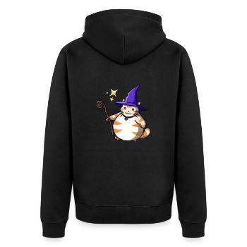 Orange Katze Cat Hexe Witch Halloween Kawaii cute - Unisex Premium Bio Zip Hoodie - Schwarz - Hinten - Nico (187cm)