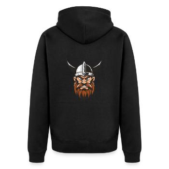 Viking Head - Unisex Premium Organic Zip Hoodie - black - Back - Nico (187cm)